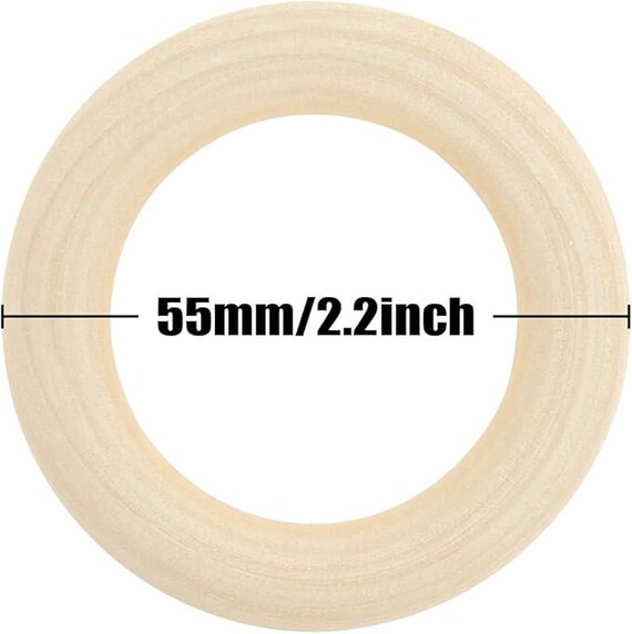 10 Anelli In Legno Per Fai Da Te - Diametro 45 Mm, Spessore 8 Mm, Per Artigianato E Gioielli