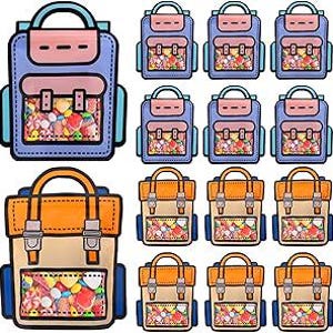 30 Pack Cartoon Backpack Goodie with Handle Small Plastic Ziplock Seal Bags Smell Proof Packaging Favor Birthday Gift Bags(Orange an purple)