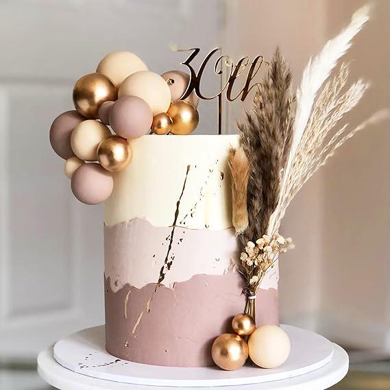 73-teiliges Schaumstoff-Dekoset Für Kuchen – Gold & Schwarz, Inkl. Kugeln & Sterne Für Geburtstag & Hochzeit
