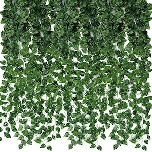 24 Pack 173ft Artificial Ivy Greenery Garland, Fake Vines Hanging Plants Backdrop for Room Bedroom Wall Decor, Green Leaves