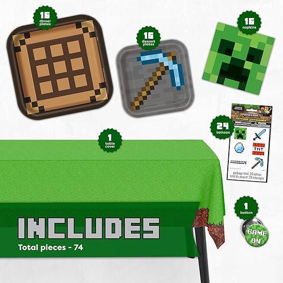 Minecraft Birthday Party Set (Serves 16)