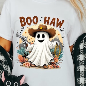 Funny Ghost Cowboy Halloween Shirt: Spooky Western Tee