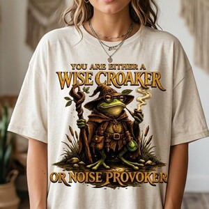 Wise Croaker or Noise Provoker Shirt, Retro Frog Wizard Tee, Funny Vintage Meme T-Shirt,  Gothic Graphic Humor Gift