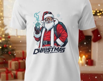 Arte natalina do Papai Noel Cibernético | Decoração natalina futurista (Download digital)