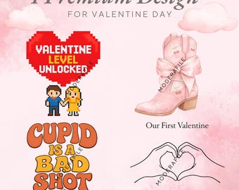 Pacote de designs divertidos de Dia dos Namorados em SVG – Gamer, Cowgirl, Retrô (PNG e SVG)