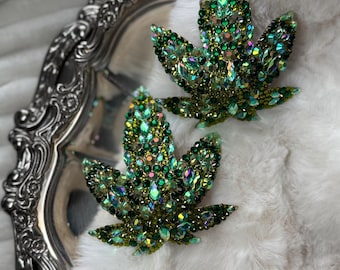 Green Pasties - Rhinestone Pasties for Burlesque, Raves or Festivals