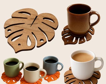 Archivo STL de posavasos de hojas de Monstera: Decoración tropical para el hogar (descarga digital 3D / Posavasos de jungla de Monstera, regalo único de hojas de Monstera / tapete de superficie)