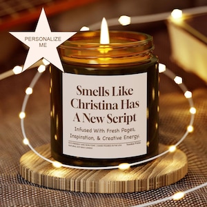 Personal Gift Writer Personalized Screenwriter Name New Script Custom Scented Candle Funny Unique School Student Graduate Christmas Holiday