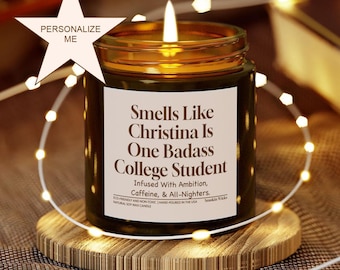 Bougie cadeau personnalisée pour étudiant | Bougie d'étudiant drôle | Idée cadeau pour l'obtention du diplôme | Bougie prénom personnalisée Anniversaire Fête des Mères Fête des Pères