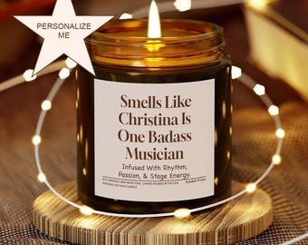 Vela personalizada para músicos / Vela divertida para amantes de la música / Regalo para miembros de bandas / Idea de regalo para cantantes / Vela con nombre personalizado para músicos