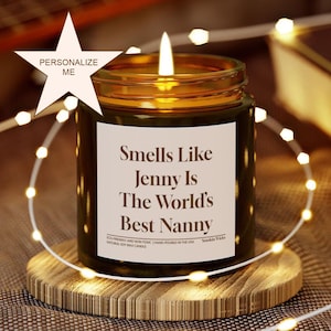 Personalized Nanny Gift Name World&#39;s Best Nanny Custom Soy Scented Candle Funny Unique Babysitter Au Pair Caregiver Appreciation Thank You