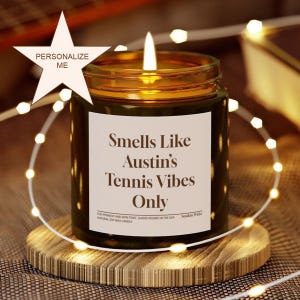 Personalized Tennis Person Gift Name Tennis Vibes Only Tennis Player Present For Sports Fan Athlete Unique Custom Soy Scented Candle Energy