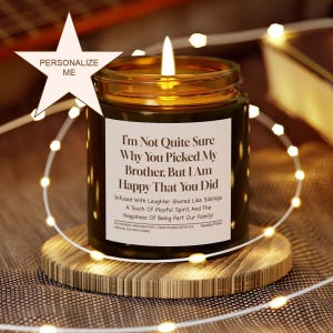Regalo para cuñada, vela de soja personalizada con aroma a cuñado, ideal para cumpleaños, Navidad, bodas, regalo divertido para hermano o esposa.