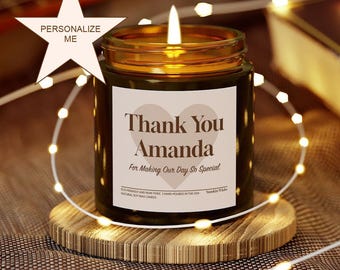 Personalized Thank You Candle Gift | Appreciation Gift Idea | Custom Gratitude Gift | Custom Name Candle Birthday Mothers Fathers Day Gift