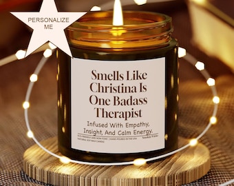 Gepersonaliseerde therapeut cadeaukaars | Grappige therapeutkaars | Cadeau-idee geestelijke gezondheid | Cadeau cadeau | Aangepaste naam kaars kantoorinrichting