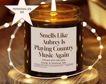 Vela personalizada de música country / Regalo divertido para amantes de la música / Regalo para amantes de la guitarra / Vela con nombre personalizado para cumpleaños, Navidad y otras ocasiones especiales.