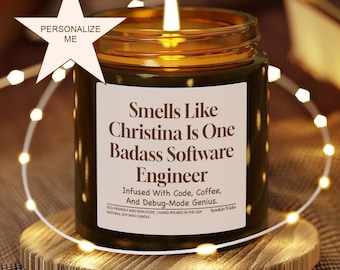 Personalized Software Engineer Gift Candle | Funny Coding Candle | Tech Gift Idea | Custom Name Candle Birthday Christmas Gift Idea BFF