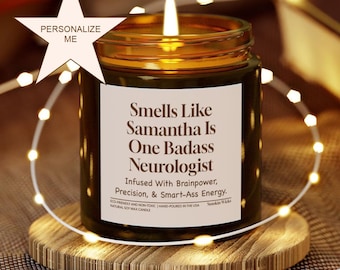Vela personalizada para neurólogos / Regalo para médicos especialistas en cerebro / Vela divertida sobre neurología / Regalo para profesionales de la medicina / Vela con nombre personalizado para neurólogos