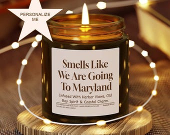 Personalized Maryland Trip Candle | Coastal Vacation Gift | Travel Reveal Idea | Custom Name Candle Birthday Christmas Holiday Gift