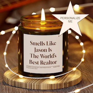 Personal Realtor Gift Personalized Name World&#39;s Best Realtor Custom Soy Scented Candle Funny Unique For Coworker Real Estate Appreciation