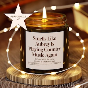 Country Music Lovers Personalized Name Gift Playing Country Music Custom Soy Scented Candle Musician Fan Genre Unique BFF Honky Tonk Women