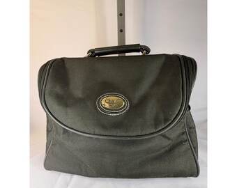 Diane Von Furstenberg DVF Black Canvas Travel Bag Toiletry Cosmetic Case Gold Logo