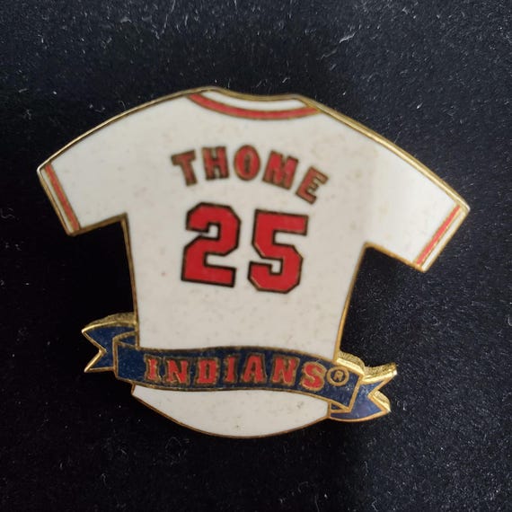 Vintage Cleveland Indians Lapel Pin Jim Thome #25 Home White Jersey MLB 1996 View 6