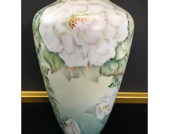 Vaso vintage da Baviera, Alemanha, porcelana pintada, design floral, decoração para casa, 20 cm de altura