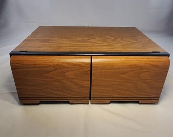 VTG VHS-videocassettecassettelades opbergkast van imitatiehout 14 vakken jaren 80