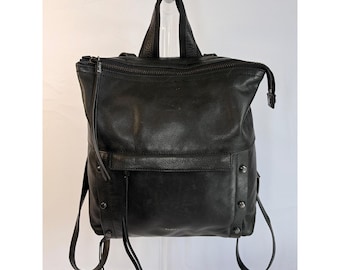 Botkier Rucksack, wandelbare Tragetasche, Gunmetal-Schwarz, genarbtes Leder