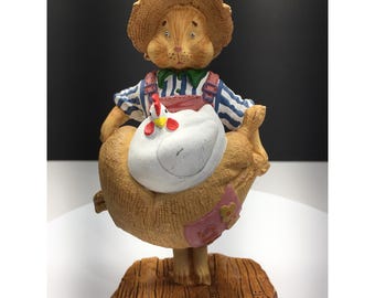 Dept 56 General Store beeldje konijn konijn met kip en zaden paasdecor