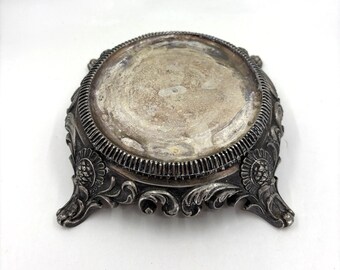 Vintage Japanese Trinket Jewelry Box Base Silver Tone Metal Victorian Style