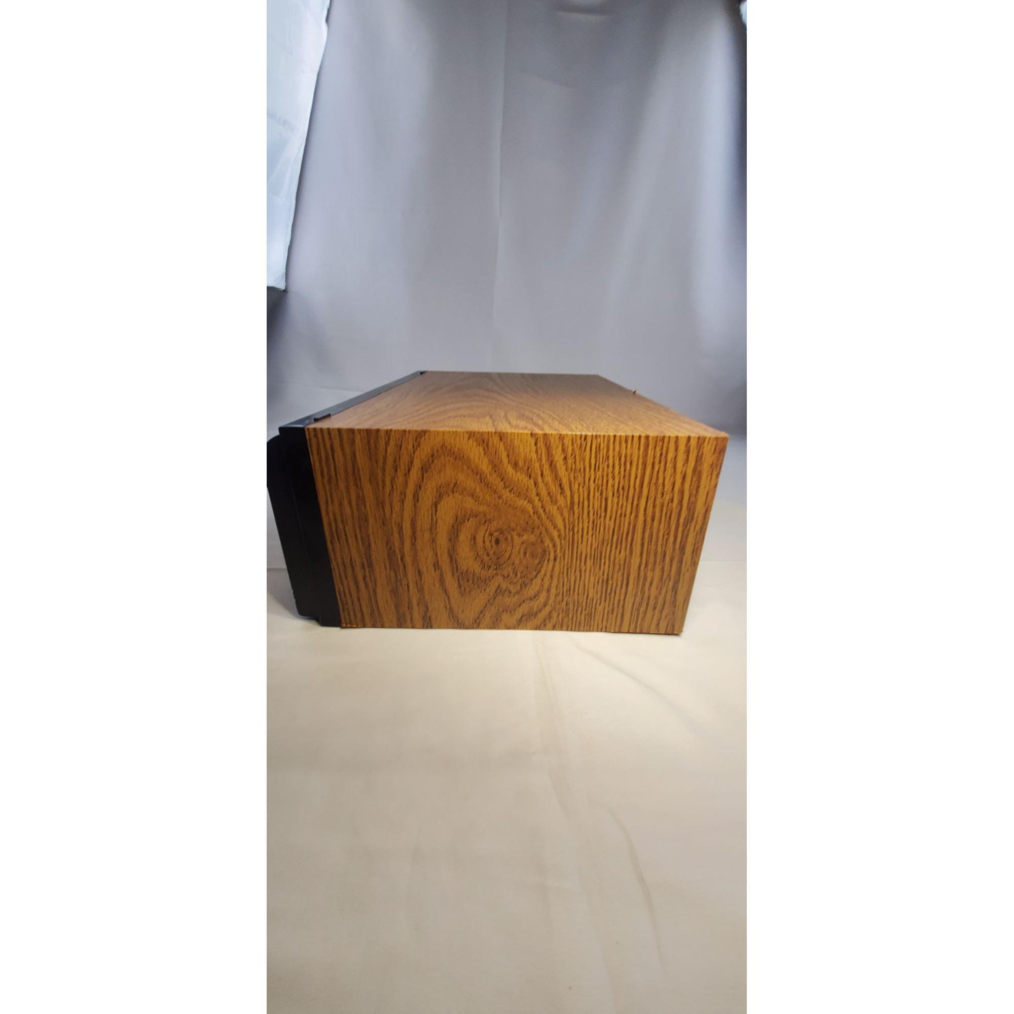 Vtg VHS Video Cassette Tape Drawers Storage Faux Wood Cabinet 14 Holds ...