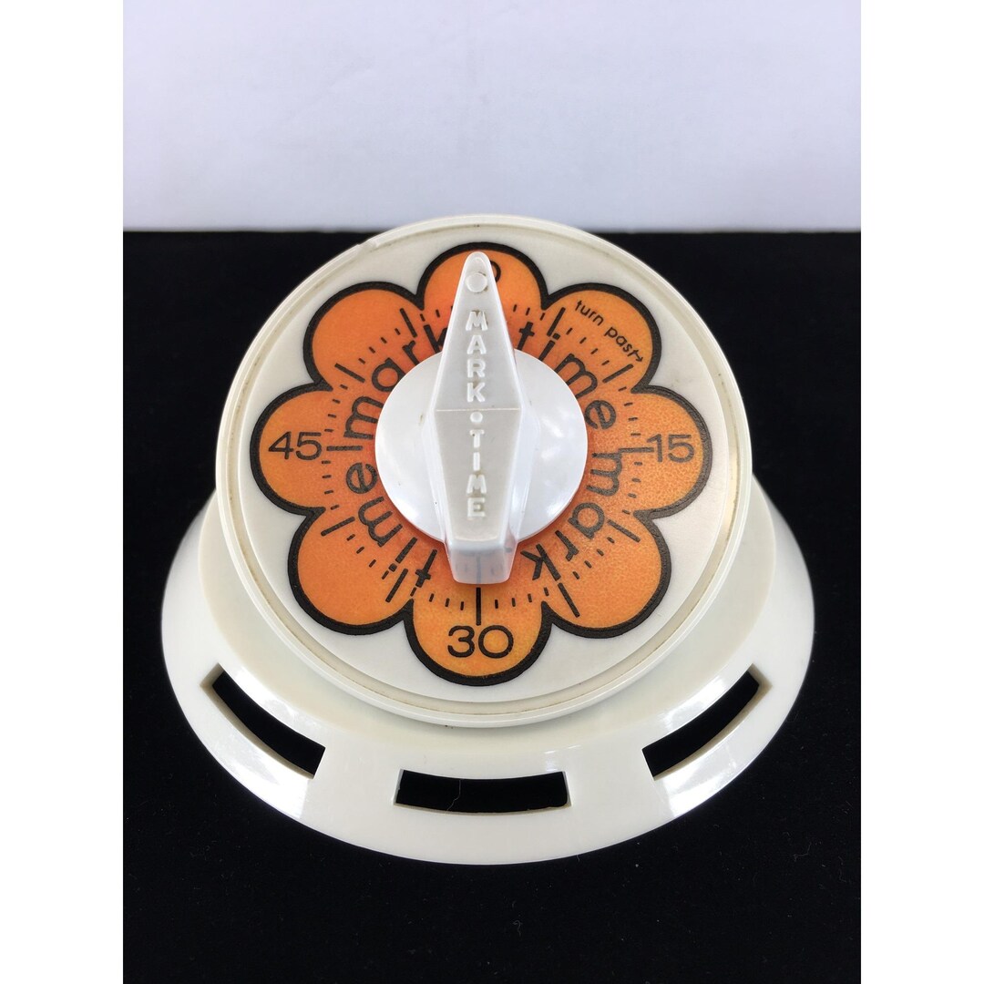 Vintage Mark Time Kitchen Timer White Orange Flower Daisy Design Works ...