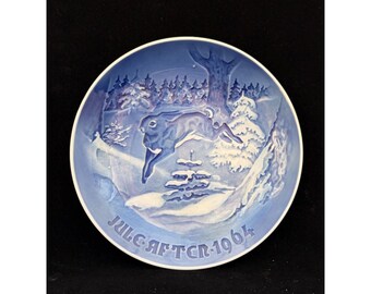 Vintage Bing y Grondahl Jule después del plato de Navidad 1964 - Grantræet Dinamarca