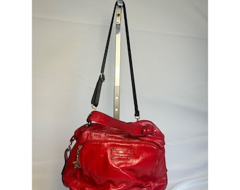 Juicy Couture Crossbody Shoulder Bag Satchel Purse Red Embossed Faux Leather