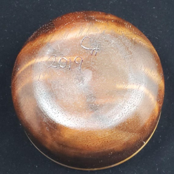 Vintage Wooden Trinket Jewelry Box Round with Inl… - image 8