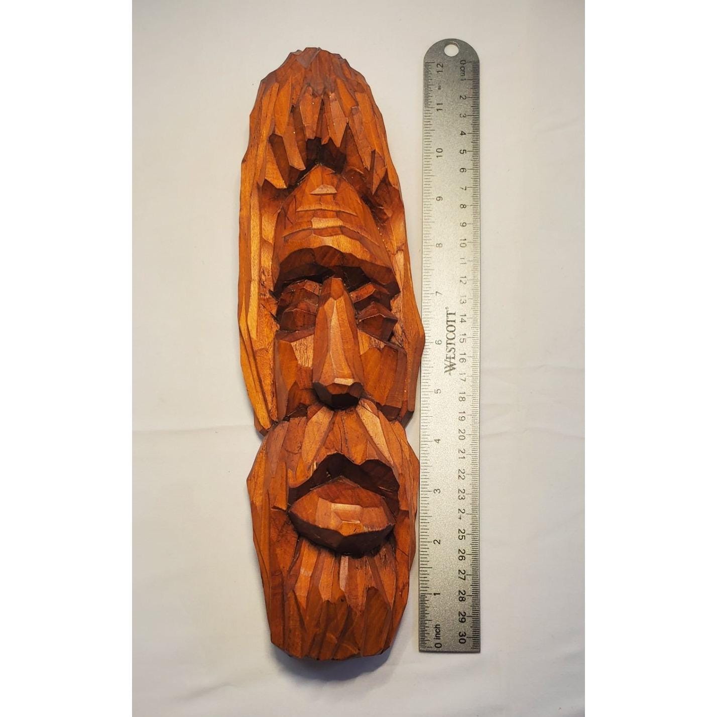 ヴィンテージ木製彫刻の男性の顔の彫刻、フォークアート、壁掛け装飾