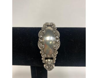 Vintage Brighton Buckle Clasp Bandit Bracelet Silver Tone Black Leather 1996