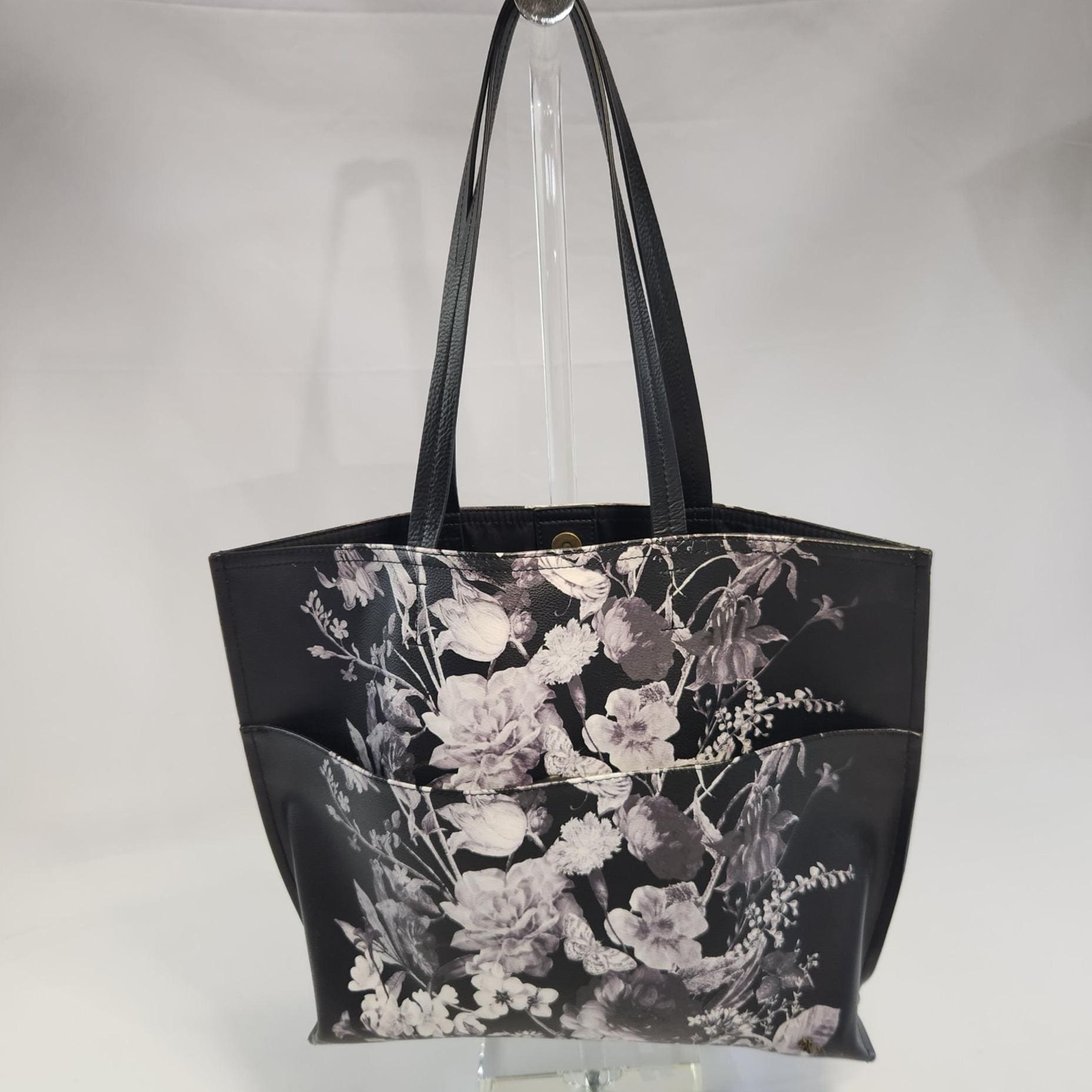 Elliott Lucca Black Tote with Pink Interior Elliott Lucca Black Pebbled Leather Crossbody Bag with Gold  main image 3