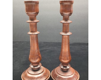 Castiçal antigo de madeira Amish vintage, decoração de arte para casa, 18 cm de altura - conjunto de 2