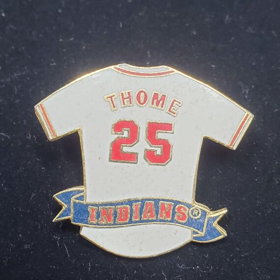 Vintage Cleveland Indians Lapel Pin Jim Thome #25 Home White Jersey MLB 1996 View 3