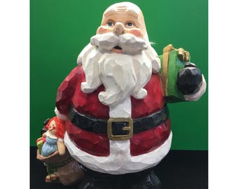 Vtg Santa Claus with Bag of Toys & Present Figurine Christmas Holiday Decor