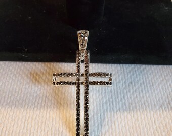 Vintage Cross Pendant Necklace Accessory Rhinestones - Chain Not Included