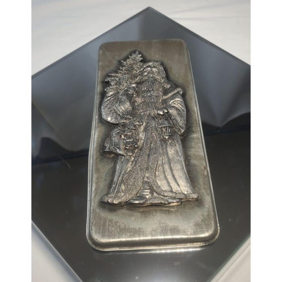 Vtg Metzke Pewter Tin Christmas Santa St Nicholas Carrying