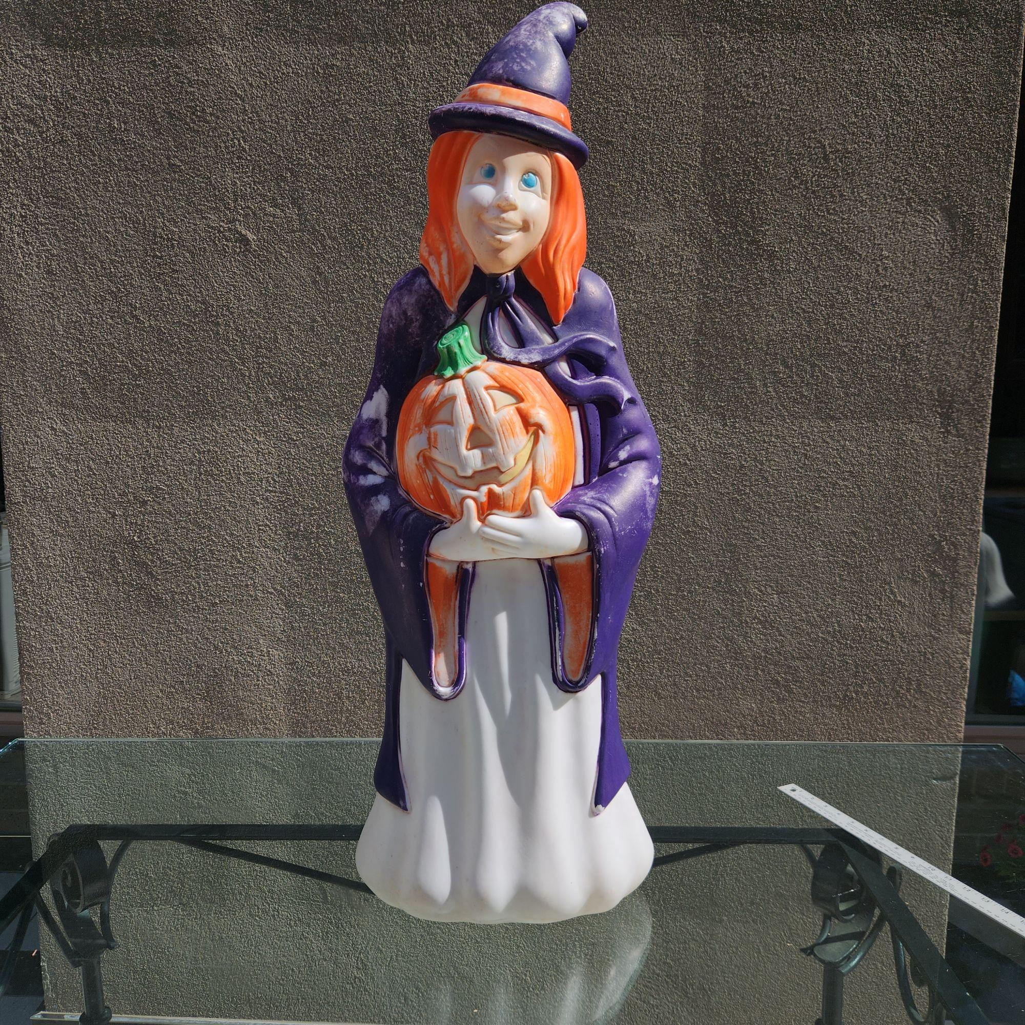 Vintage Grand Venture Witch Blowmold Pumpkin Rare Purple Redhead