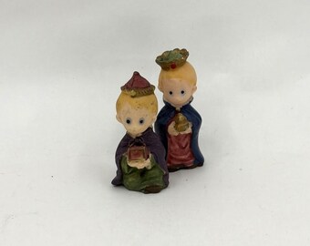 Presépio em miniatura vintage de Kurt S. Adler, figuras de resina para decoração de Natal.