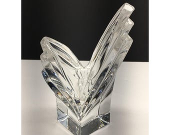 Vintage Mikasa Lead Crystal Clear Candle Holder Art Deco Style Germany 6"