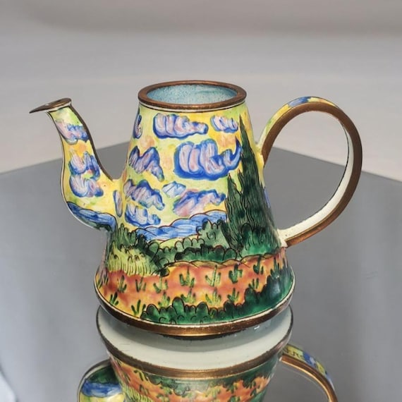 Vintage Kelvin Chen Miniature Teapot Vincent Van Gogh Wheat Field