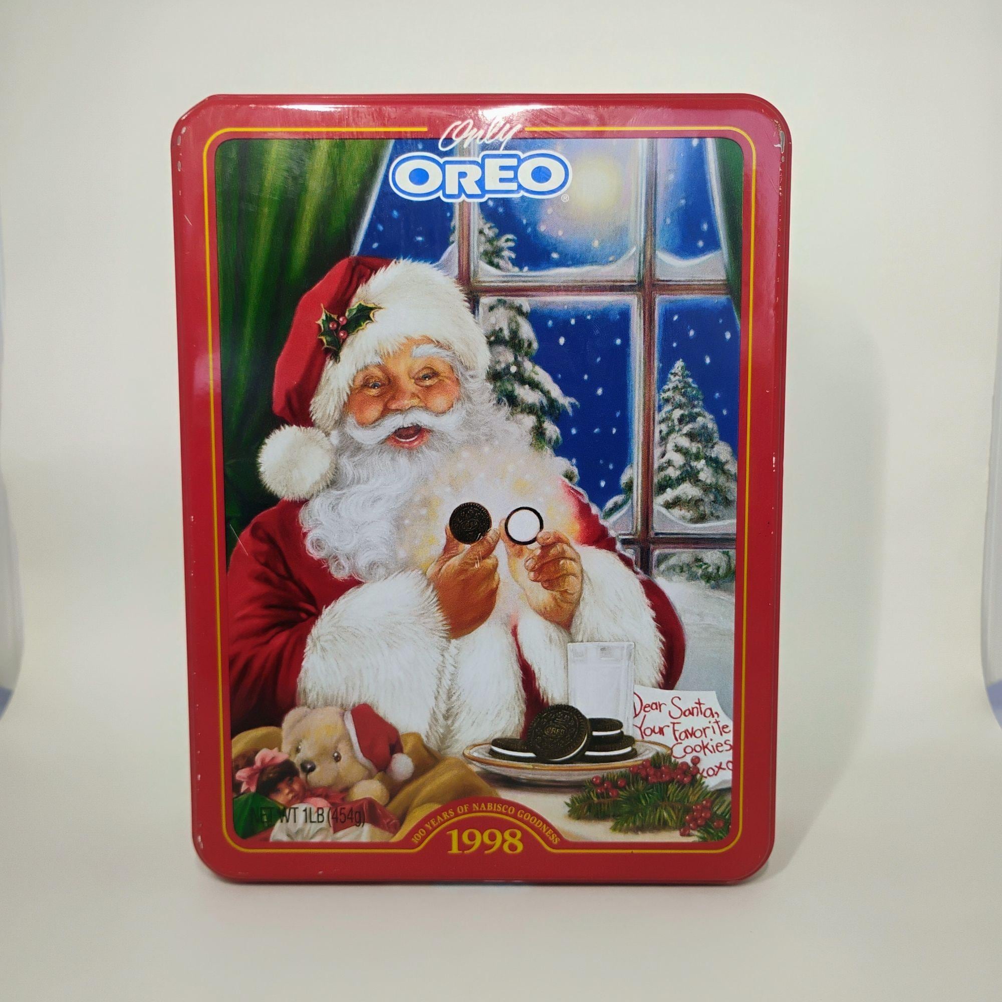 Vintage Oreo Cookie Tin Canister Santa Claus 100 Years Nabisco